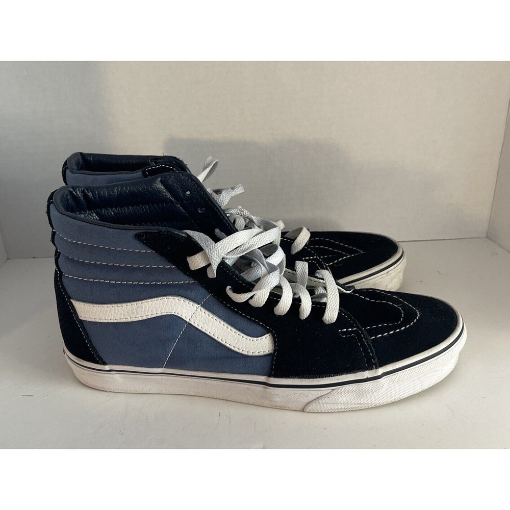 Vans Old Skool Mens 9.5 Blue and White Pro Skateboard High Top shoe 500714